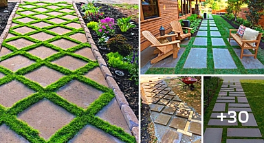 30 Ideas to Lay a Paver Walkway With Grass in Between