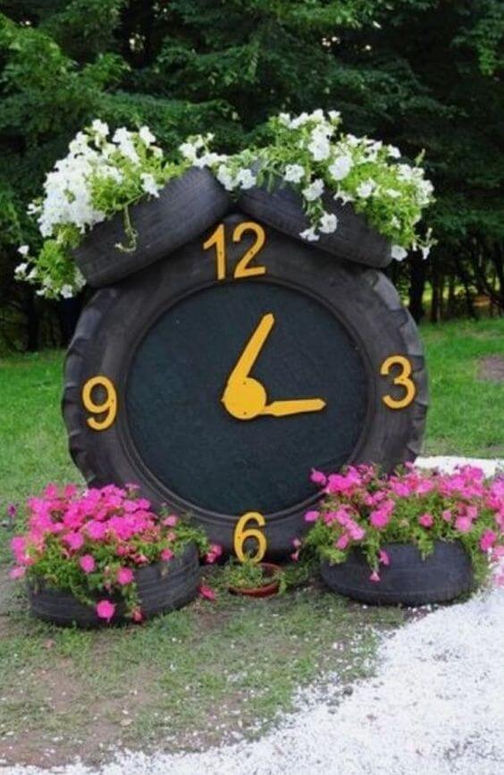 38 inspirierende Ideen für Blumentöpfe aus Reifen