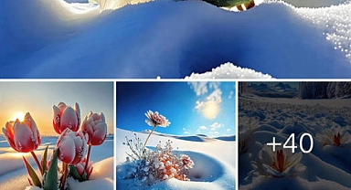 Nature’s Resilience: Blossoming Flowers Amidst a Snow-Clad Forest