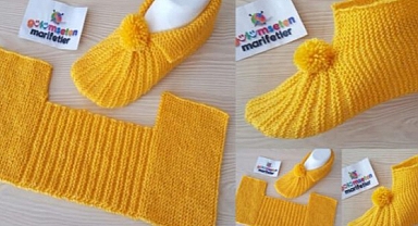 Knit Easy Pom Pom Slippers