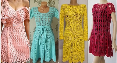 Beautiful and creative crochet handknit short midi dress/Ctochet saktter pattern designs for ladies