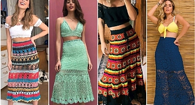 Top50 Very Beautiful impressive crochet handknit skirts crop top pattern designs for ladies